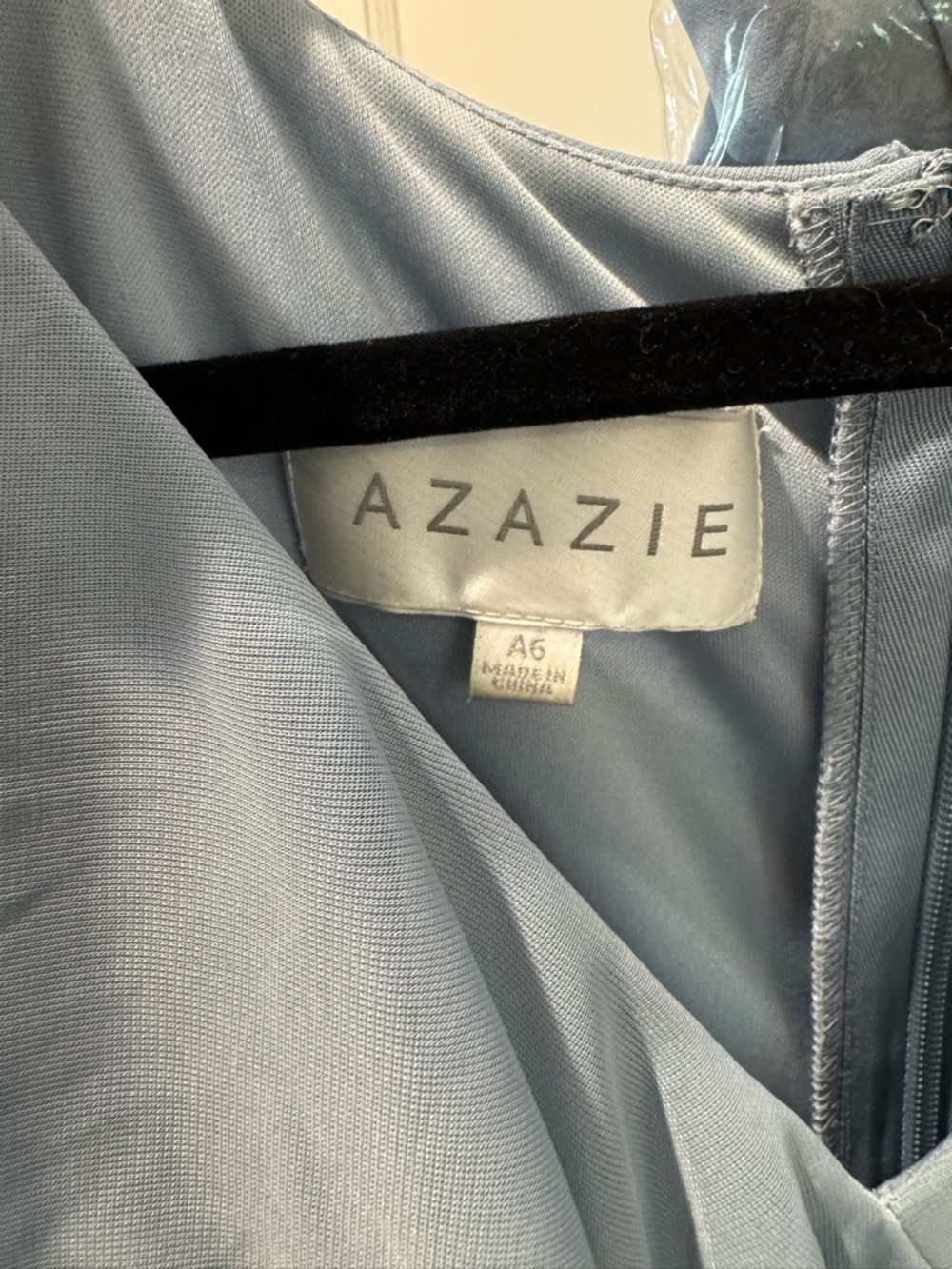 Azazie Dusty Blue Wrap Maxi Dress with Flutter Sleeves in Size A6 - Picture 6 of 8